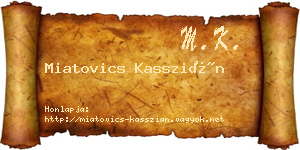 Miatovics Kasszián névjegykártya